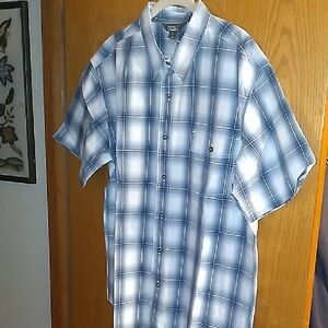 Royal Robbins Men's Casual Blue and White Plaid Shirt